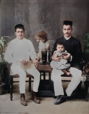 Merwan with Behramji, holding Adi Jr.