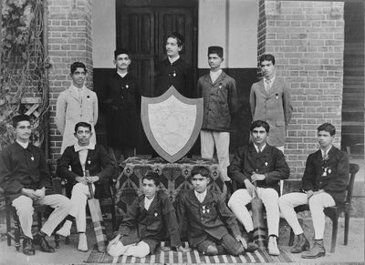 St. Vincent's School cricket team; Merwan seated left on the ground.